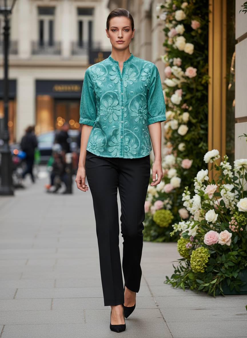 Elegant Floral Embroidered Women’s Top