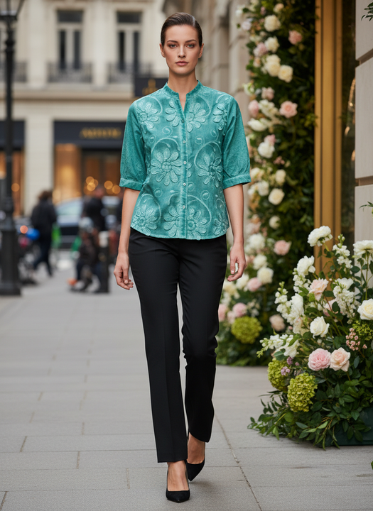 Elegant Floral Embroidered Women’s Top