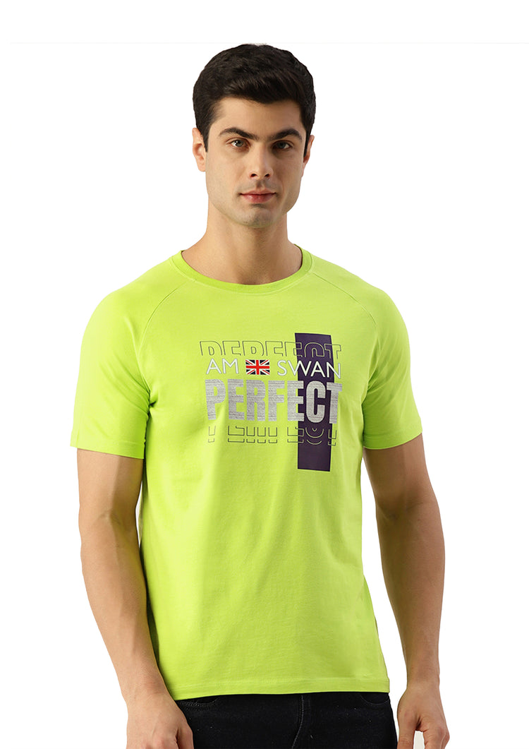 MENS COTTON RICH LYCRA GRAPHIC HALF SLEEVE CREW NECK T-SHIRTS