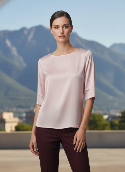 Elegant Blush Pink European Satin Top