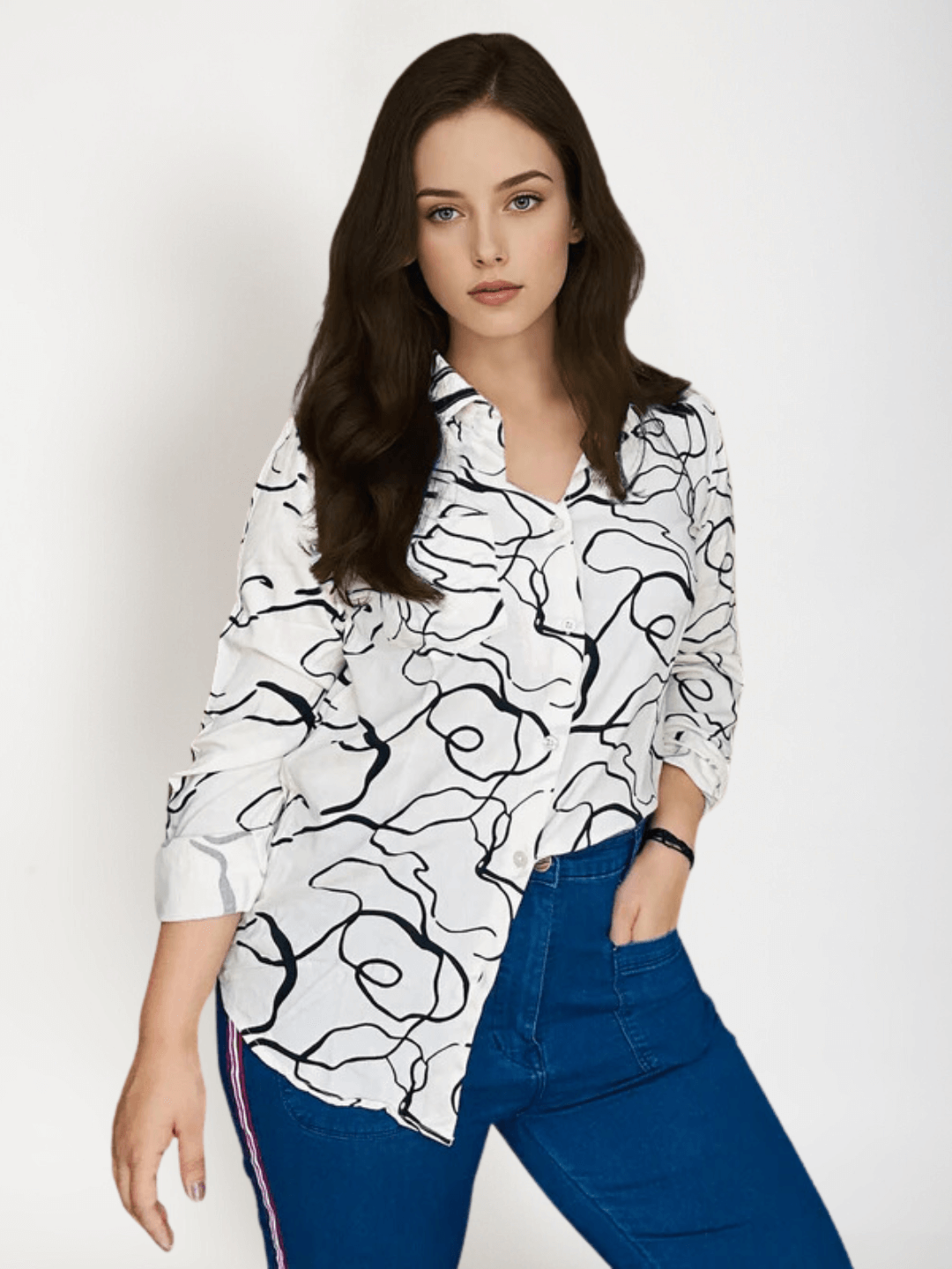 Women'S Premium Rayon Shirt With Abstract Print