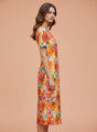 Premium American Crepe Digital Print  Maxi Dress With Slash Pocket