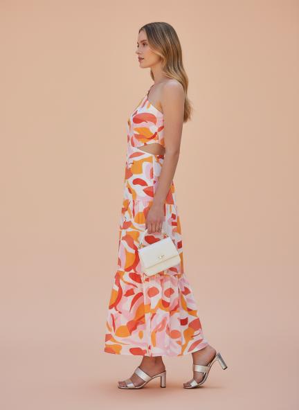Premium Micro Digital Print  Flare Maxi Dress With Slash Pocket
