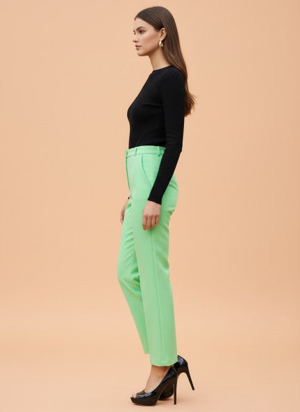 Banana Crepe Screamin Green Straight Fit Flap Pocket Trouser