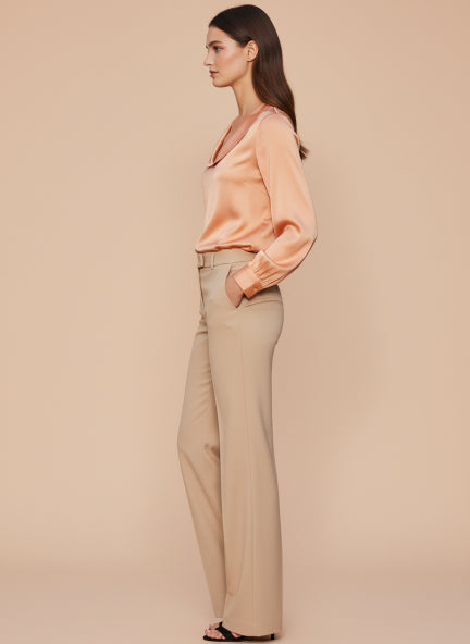 Summer Satin Crimson Orange Peter Pan Collar Top