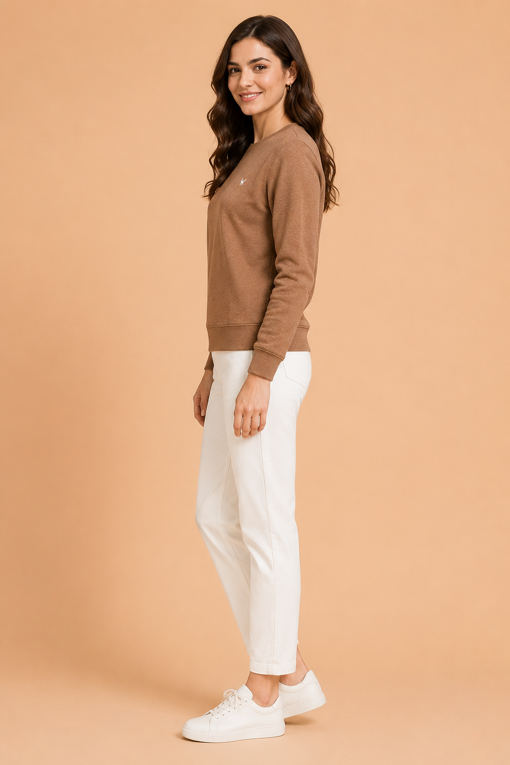 Amswan Women'S Brown Solid Sweatshirt