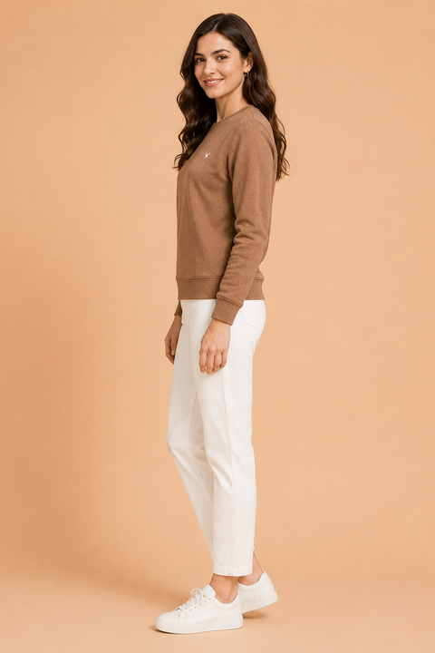 Amswan Women'S Brown Solid Sweatshirt