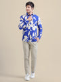 Men'S Premium Rayon Shirt With Blue Floral Print