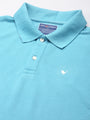 Premium Blue Cotton Striped Half Sleeve Polo