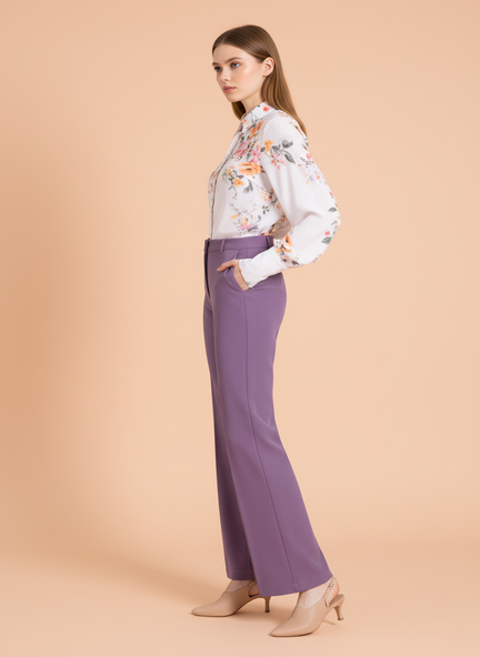 WOMEN'S LUXURY BANANA CREPE STRAIGHT FIT WITH FLAP POCKET TROUSER