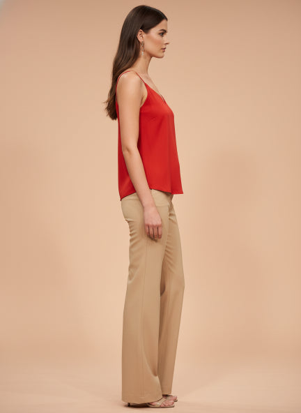 European Satin V-Neck Sleeveless Top