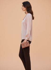 Summer Satin Orchid Pink Peter Pan Collar Top