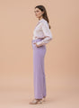 Banana Crepe Lilac Straight Fit Flap Pocket Trouser