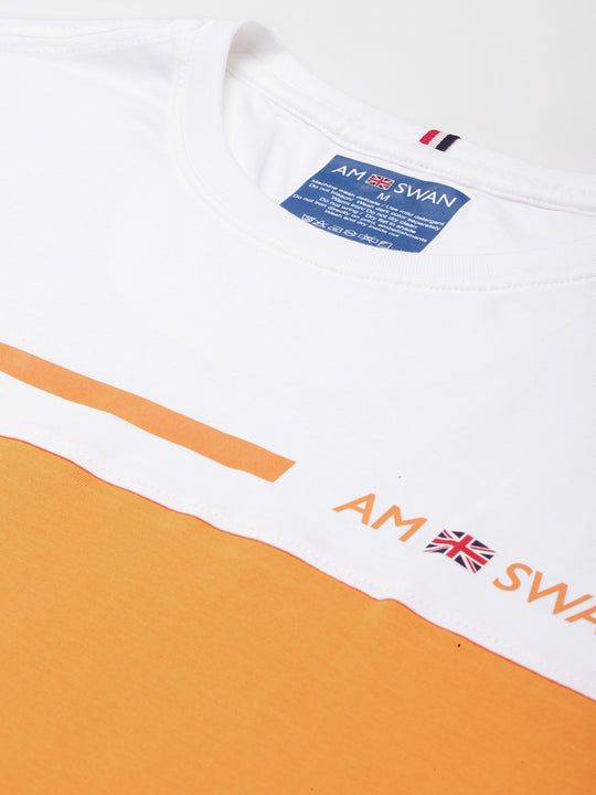 MENS PREMIUM COTTON COLOURBLOCK PRINTED HALF SLEEVE CREW NECK T-SHIRTS