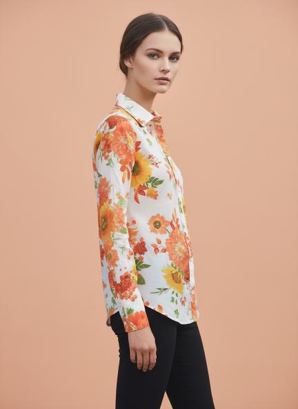 Premium Muslin Digital Print Puff Sleeve Shirt