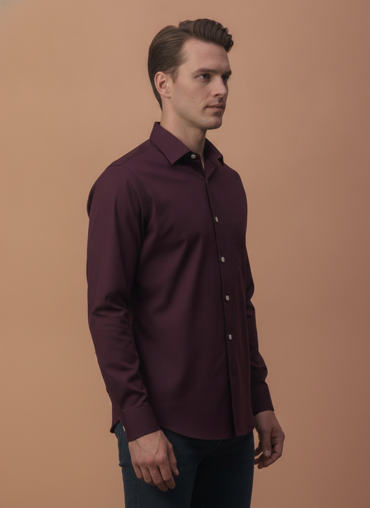 Premium Cotton Lycra Wine Shirt