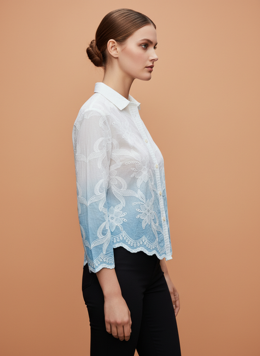 Elegant Ombre Embroidered Women’s Shirt