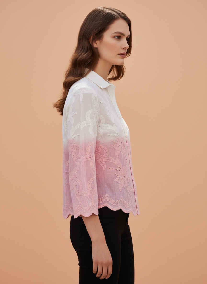 Elegant Ombre Embroidered Women’s Shirt