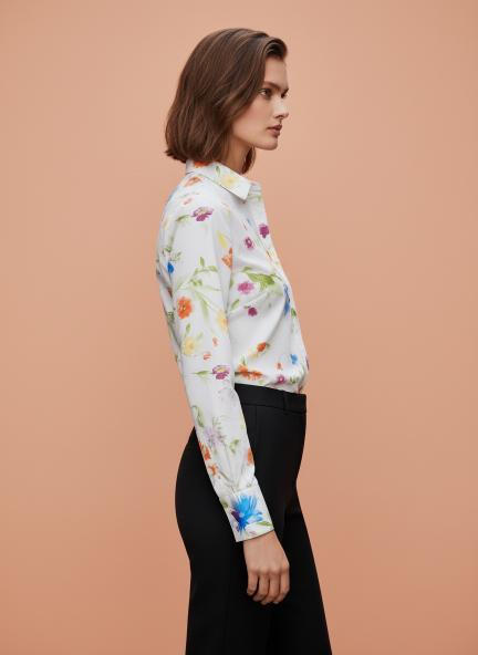 Premium Micro Multicolour Long Length Curved Hem Digital Print Shirt