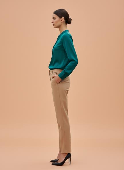 Summer Satin Peacock Mandarin Collar Shirt
