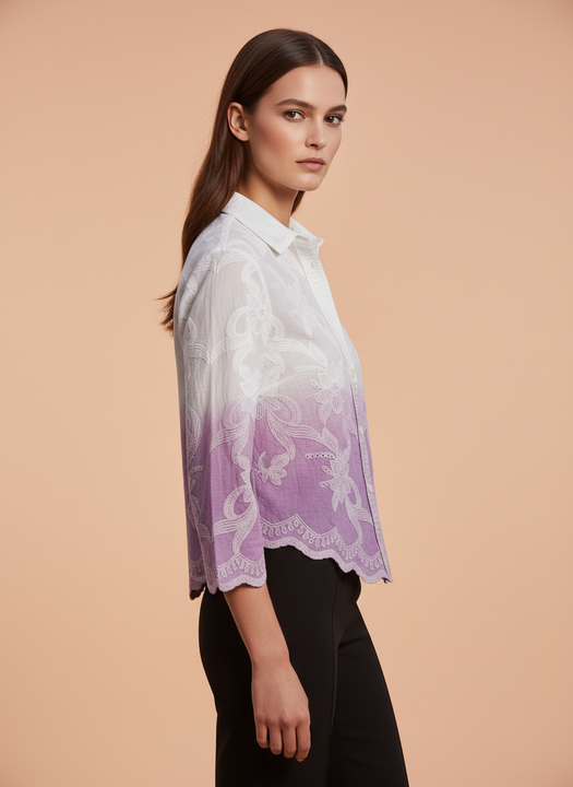 Elegant Ombre Embroidered Women’s Shirt