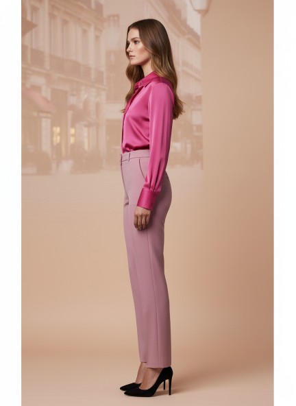 Banana Crepe French Rose Straight Fit Flap Pocket Trouser