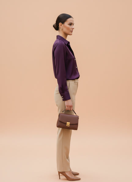 Deep Plum Regular Fit Summer Satin Shirt