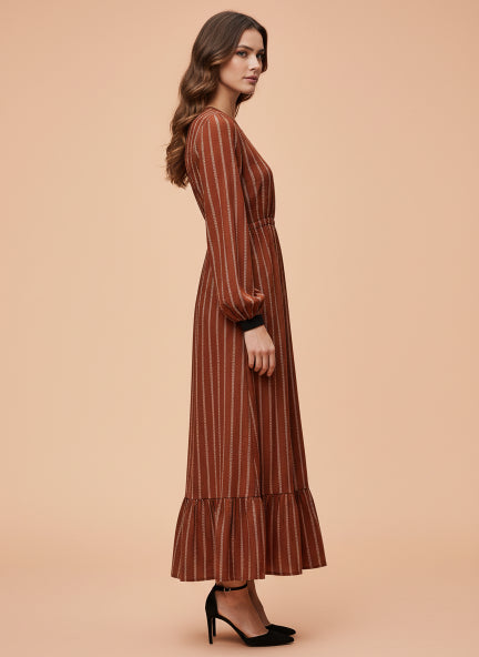 Rayon Printed Full Sleeve Maxi Dress