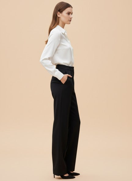 Banana Crepe Island Green Straight Fit Flap Pocket Trouser