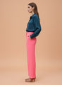 Banana Crepe Hot Pink Flared Trouser With Slash Pocket