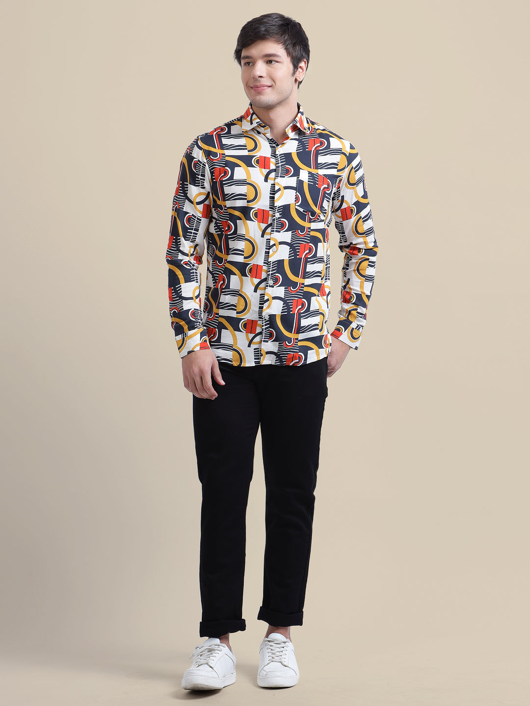 Smart Fit Abstract Printed Men'S Premium Rayon Shirt