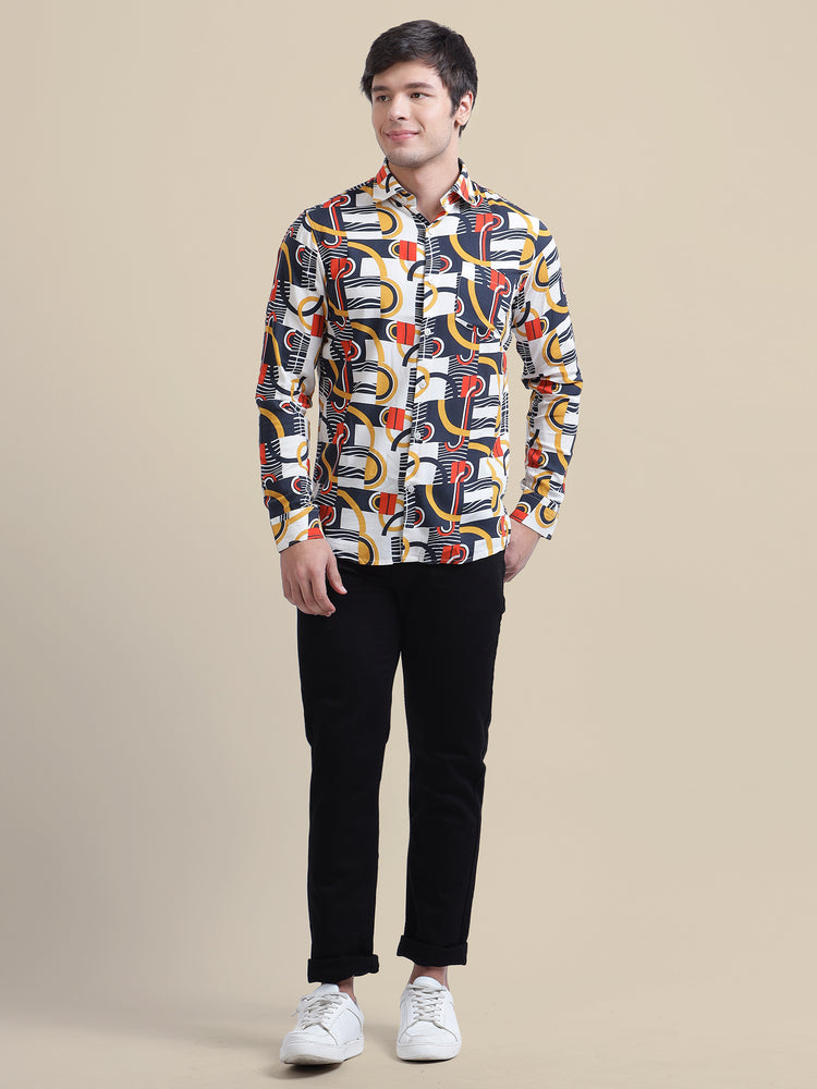 Smart Fit Abstract Printed Men'S Premium Rayon Shirt