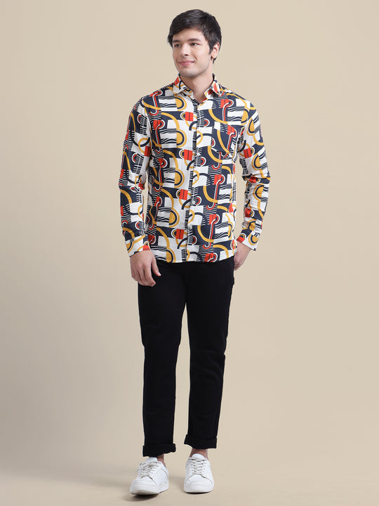 Smart Fit Abstract Printed Men'S Premium Rayon Shirt