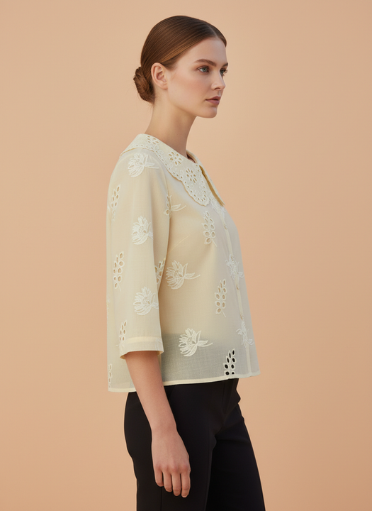 Luxury Embroidered Women’s Peter Pan Collar Top