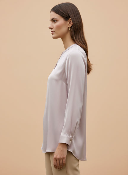 Summer Satin Light Pink Front Pleated Tunic