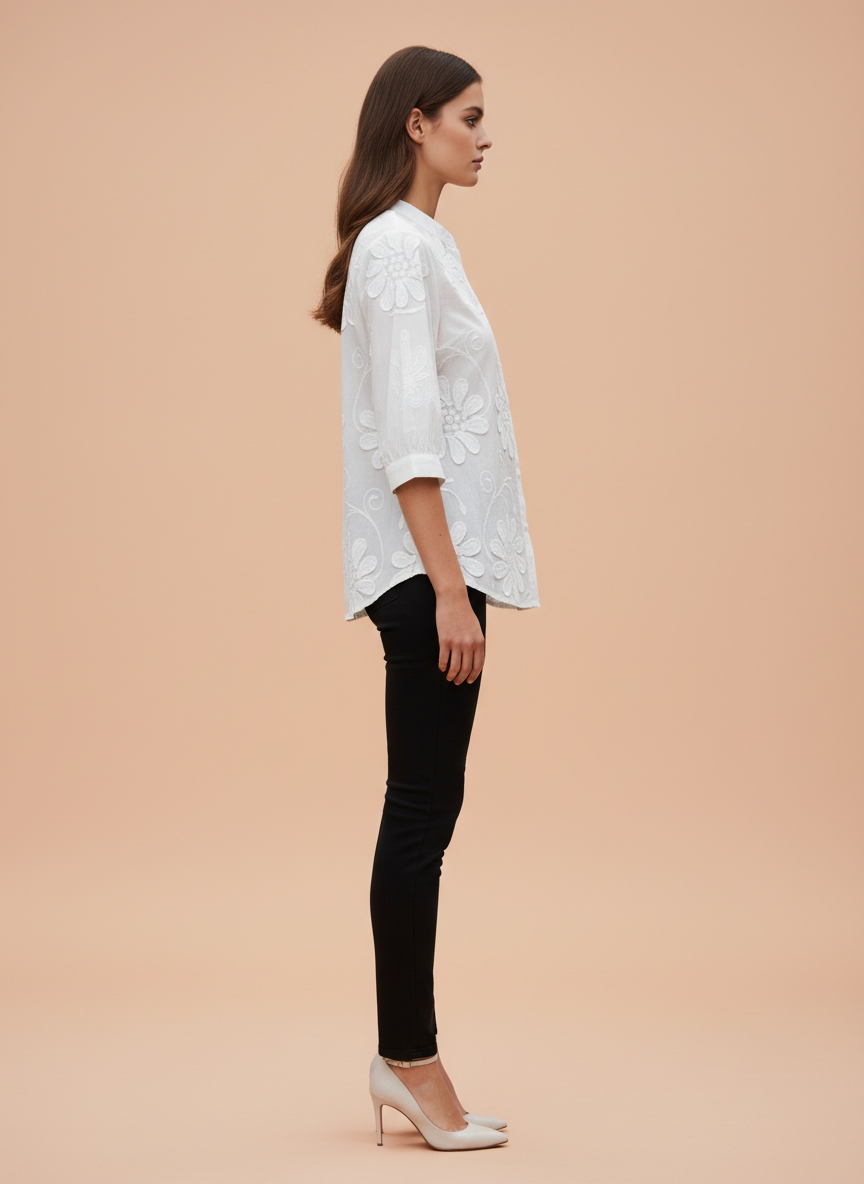 Luxury Floral Embossed Satin Top for Women