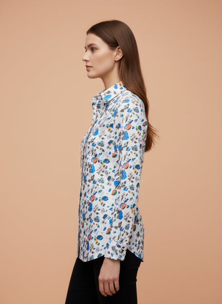 Women'S Premium White Printed Rayon Shirt