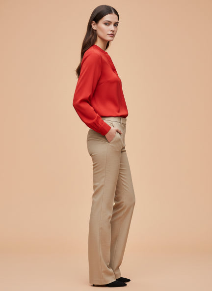 Summer Satin Red Front Pleated Tunic