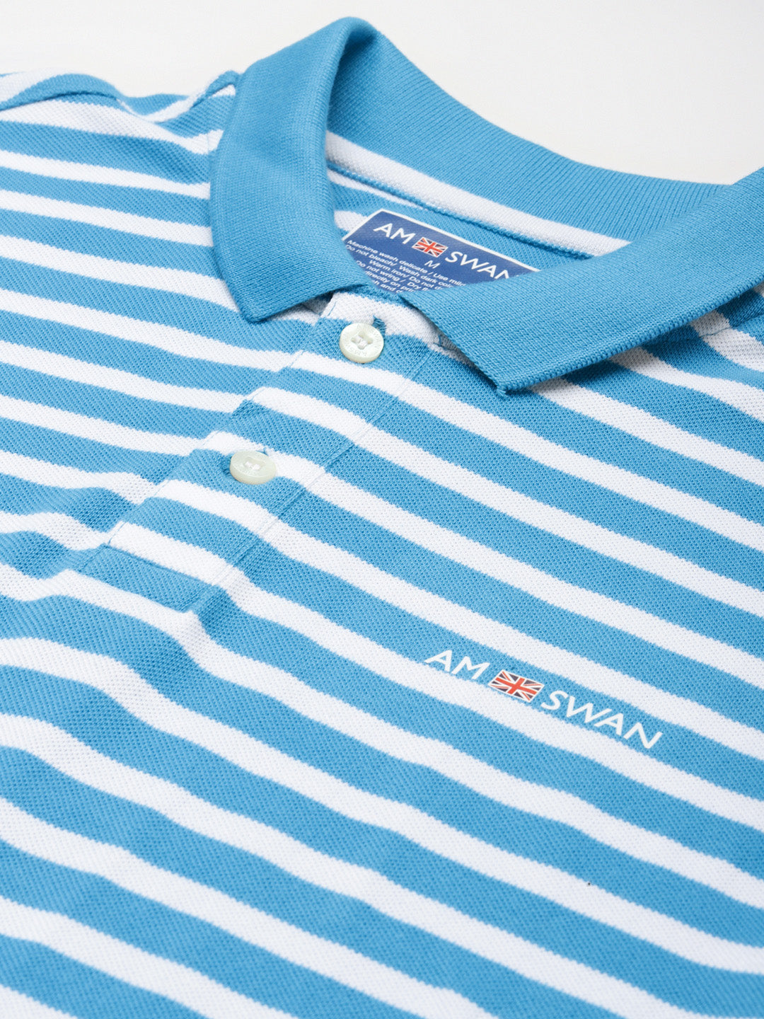 Premium Cotton Blue Striped Half Sleeve Polo