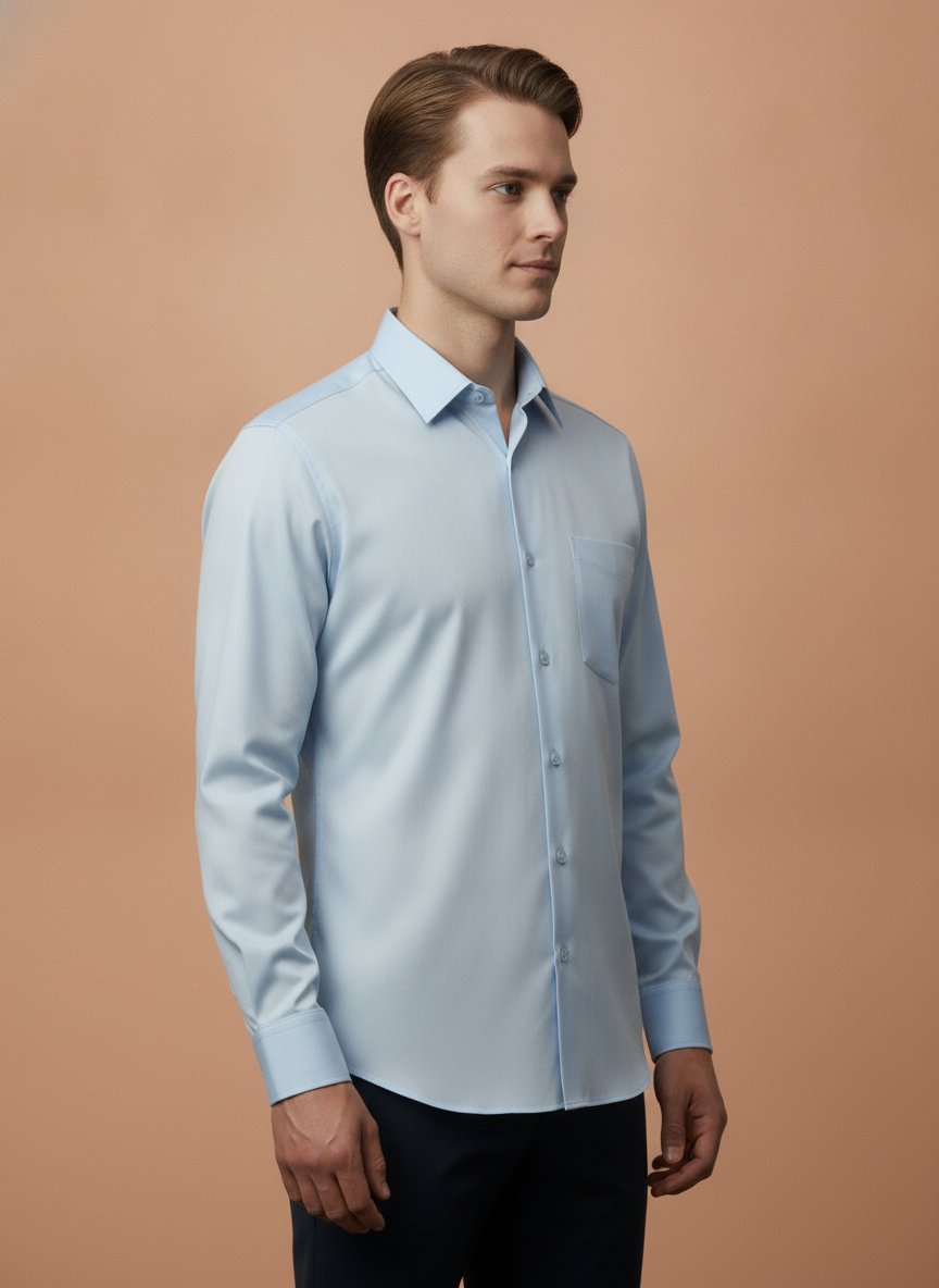 Sky Blue  Shirt With Premium Cotton Lycra