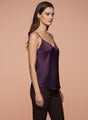 European Satin V-Neck Sleeveless Top