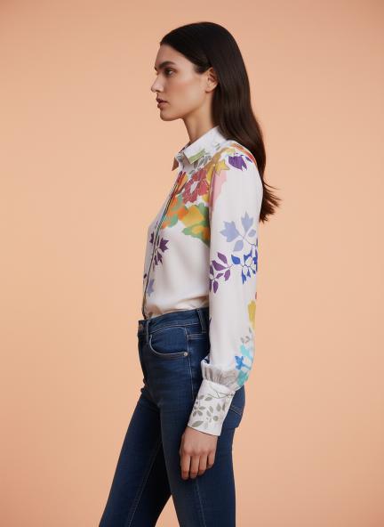 Premium Micro Digital Print Puff Sleeve Shirt