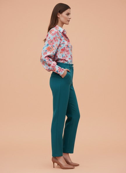 Banana Crepe Teal C Pant