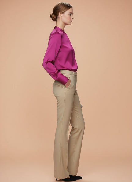 Summer Satin Magenta Front Pleated Tunic
