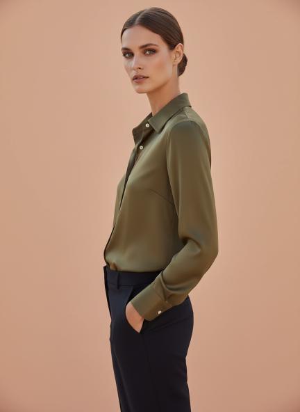 Bronze Regular Fit Summer Satin Shirt