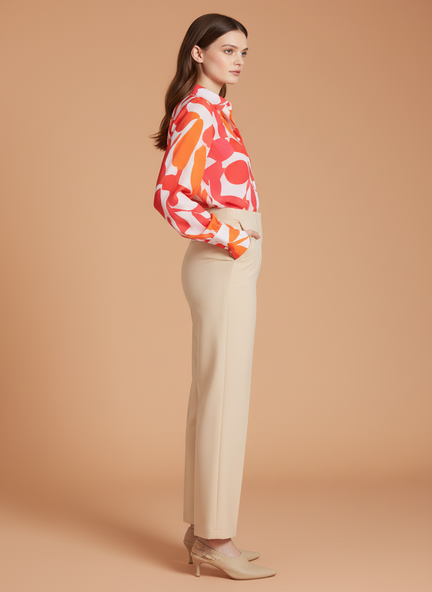 Banana Crepe Fawn Skin Fit Multi Pleated Trouser