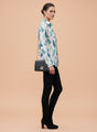 Women'S Rayon Shirt With Classic White & Green Tropical Print