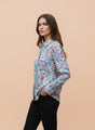 Satin Multicolour Long Length Curved Hem Digital Print Shirt