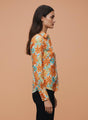 Satin Digital Print Puff Sleeve Shirt