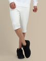 Mens White Cotton Fleece Winter Shorts